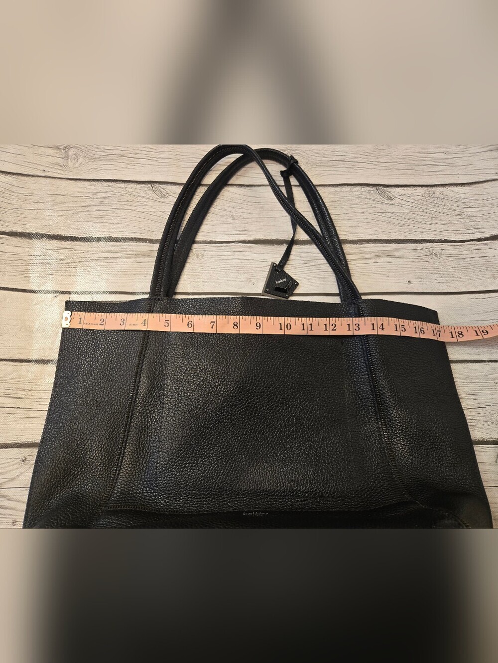 Botkier Soho Unique Zip Accent Black Pebbled Leather Shoulder Tote Bag Large - Picture 13 of 15
